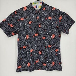 Chuco Golf Polo Shirt Mens Extra Large Paisley AOP Skulls Performance Loud